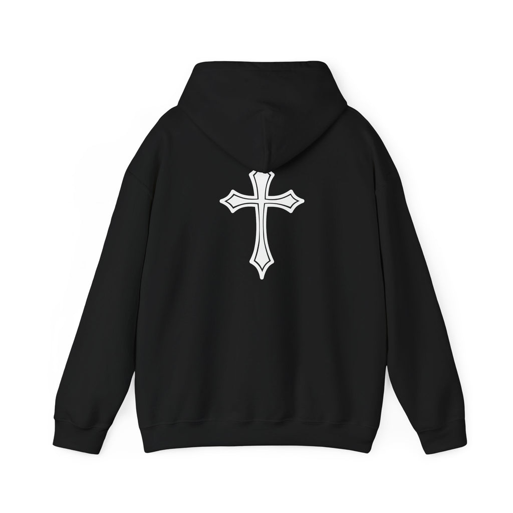 Christian Hoodie — “JESUS OUR SAVOUR” Front Text & Back Cross Faith Pullover