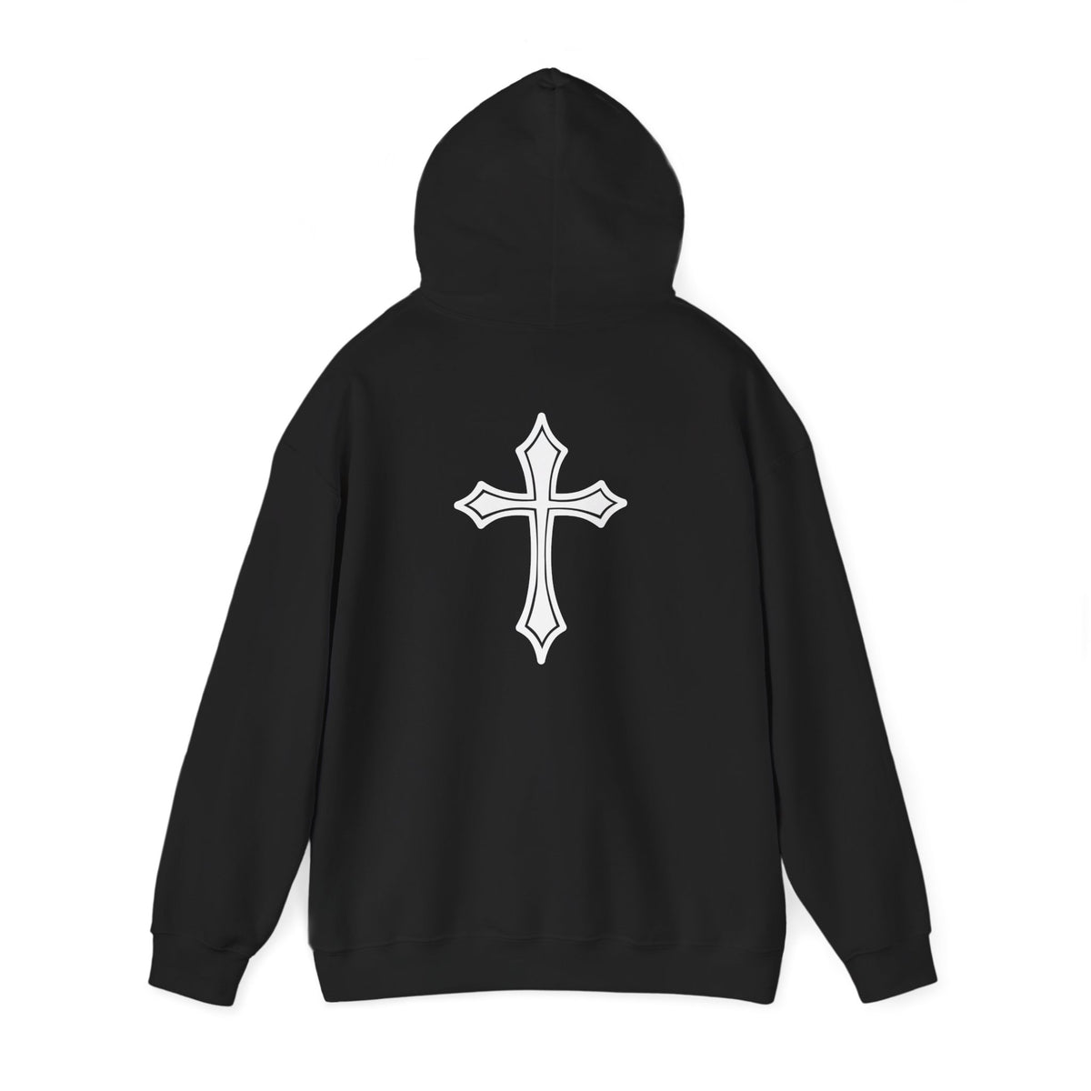 Christian Hoodie — “JESUS OUR SAVOUR” Front Text & Back Cross Faith Pullover