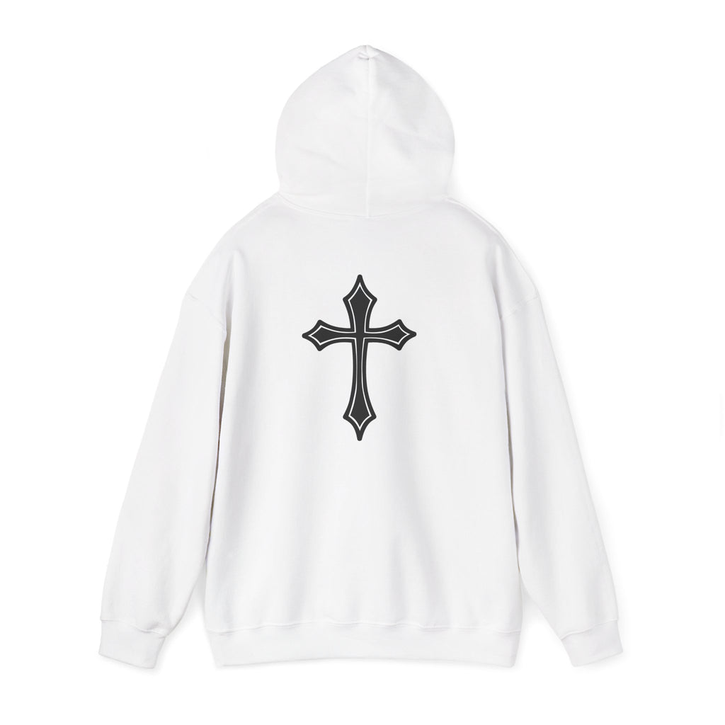 Christian Hoodie — “JESUS OUR SAVOUR” Front Text & Back Cross Faith Pullover